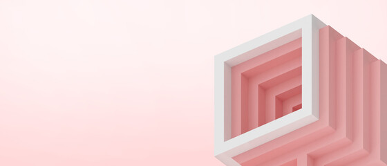 Creative idea futuristic Geometric shapes and Business concepts of Different goals Design on Pink.  background, banner, Copy Space -3d Rendering