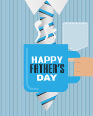Happy Father's day card. Shirt, tie and cup of coffee