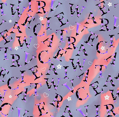 Textured Letters Watercolor Background Seamless Pattern with Trendy Fashion Colors Endless Design Concept Perfect for Active Wear Fabric Print or Wrapping Paper