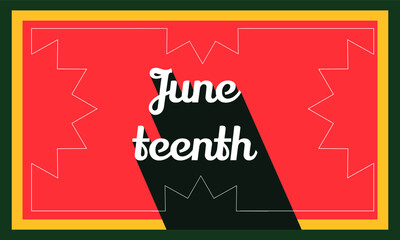 Juneteenth - June 19 - horizontal banner with the text on red background devoted to emancipation of those who had been enslaved in the United States. Holiday celebrated annually in the USA.