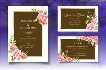 Elegant Floral Wedding Invitation Card Set