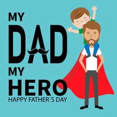 Father's day card. Boy with his father