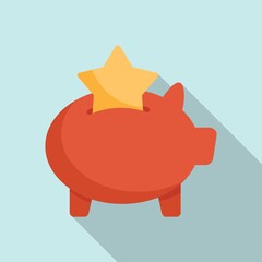 Bonus piggybank icon, flat style