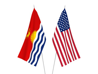Fototapeta na wymiar America and Republic of Kiribati flags