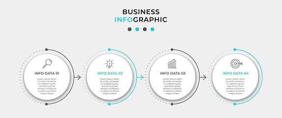 Business Infographic design template Vector with icons and 4 options or steps. Can be used for process diagram, presentations, workflow layout, banner, flow chart, info graph