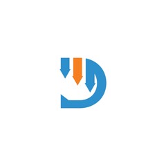 Initial letter D for descending graph. Fit for your company logo