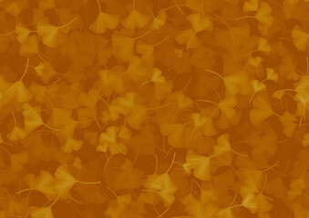 イチョウの葉っぱ横長背景素材