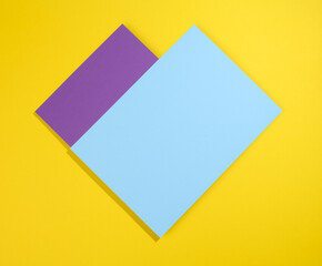 modern yellow bright background with sheets of paper with shadow