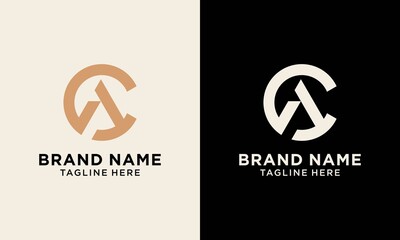Amazing professional elegant minimal artistic gold and black gray color CA AC initial based Alphabet icon logo.