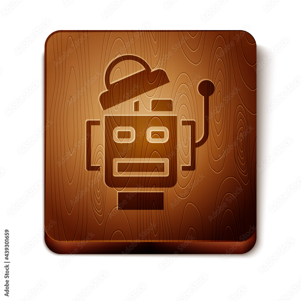 Poster brown robot icon isolated on white background. artificial intelligence, machine learning, cloud comp