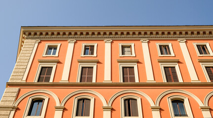 Rome. Near the Vatican city, a building facade full of simetry.