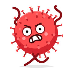 Angry virus vector cartoon character isolated on a white background.