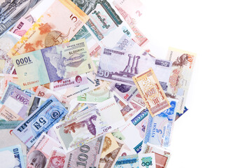 world banknotes background