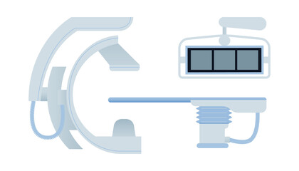 Angiography Machine. Medical Equipment. Modern Flat Vector Concept Illustration. 