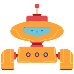 Funny robot toy vector cartoon character isolated on background.