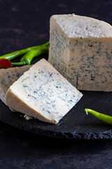 Roquefort or blue cheese. Traditional snacks in France and Italy. gourmet cheese
