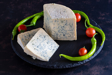 Roquefort or blue cheese. Traditional snacks in France and Italy. gourmet cheese