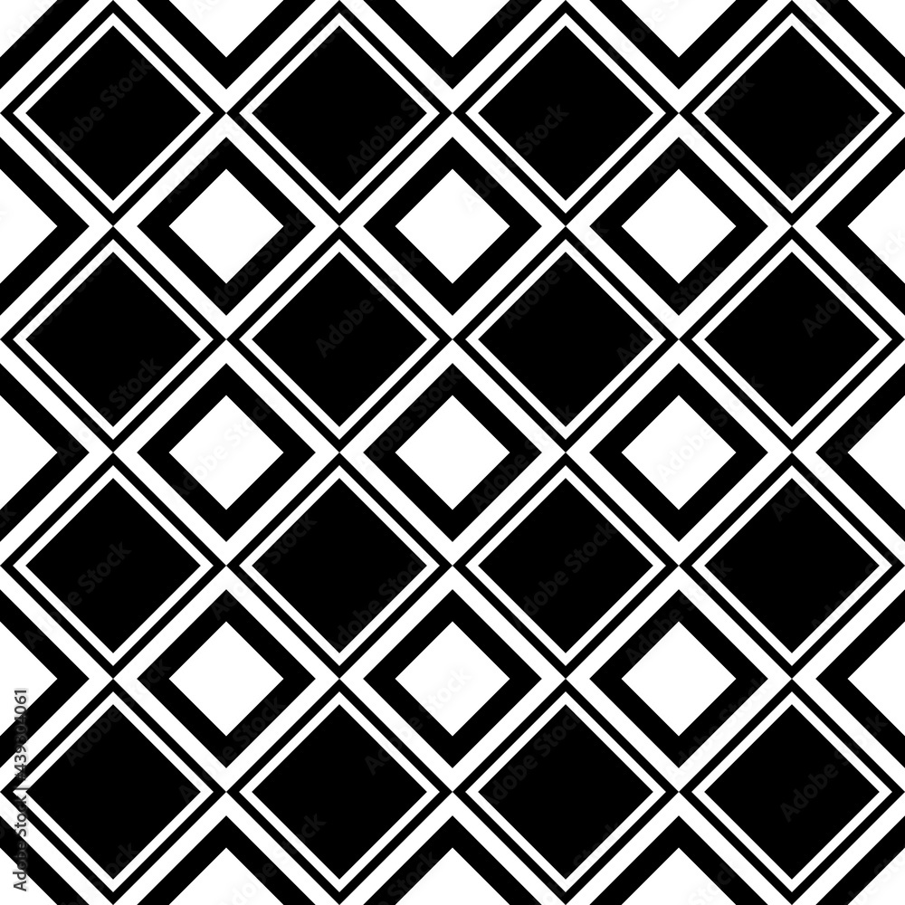 Poster 4x4 zebra rhombuses seamless tile. diagonal position of black and white vector repeated squares patt