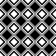 4x4 zebra rhombuses seamless tile. Diagonal position of black and white vector repeated squares pattern.