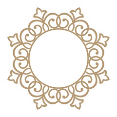 Decorative frame Elegant vector element for design in Eastern style, place for text. Floral beige and white border. Lace illustration for invitations and greeting cards.