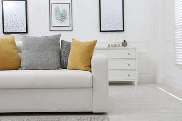 Stylish living room interior with comfortable sofa