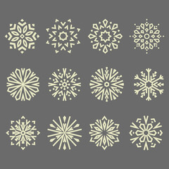 Snowflakes icon collection. Graphic modern gray ornament