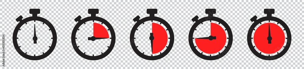 Wall mural timers icon set on transparent background. stopwatch symbol. countdown timer vector illustration