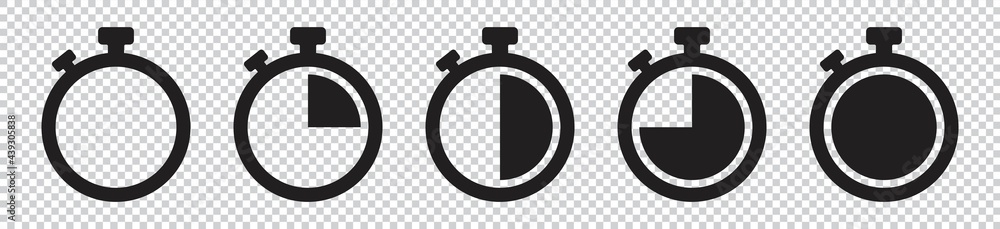 Wall mural timers icon set on transparent background. stopwatch symbol. countdown timer vector illustration