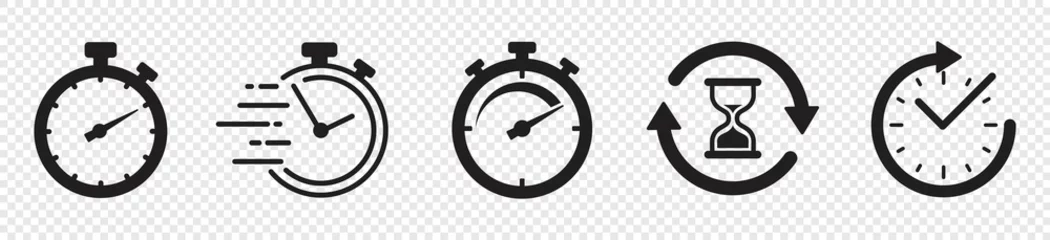 Foto op Canvas Timers icon set on transparent background. Stopwatch symbol. countdown Timer vector illustration © Graficriver
