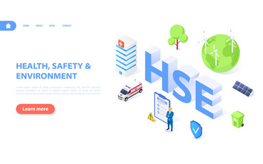 HSE concept. A banner dedicated to health and safety, safety and the environment.