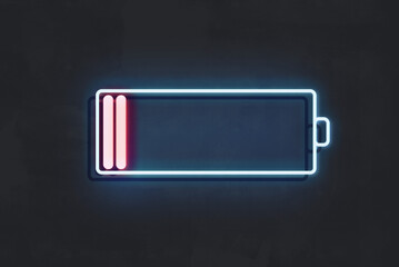 Low battery charge neon sign - obrazy, fototapety, plakaty