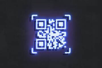 Neon QR code sign - 439307675