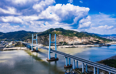 Naklejka premium Bay scenery of Xiazhang bridge in Fujian Province, China