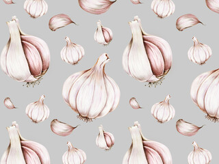 Hand drawn garlic patterned background illustration