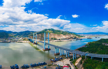 Naklejka premium Bay scenery of Xiazhang bridge in Fujian Province, China