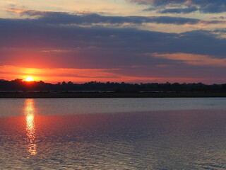 sunset over the lake