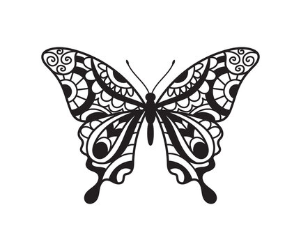 Beautiful Butterfly hand drawn ornamental artistic print
