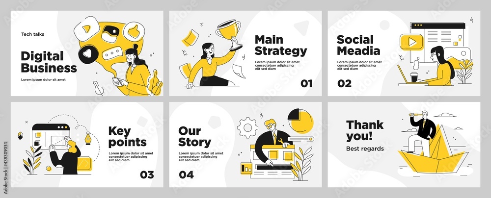 Aufkleber presentation and slide layout background. yellow design template with business people. use for busin