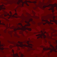 Camouflage seamless, red military pattern. Army print for clothing. Vector.