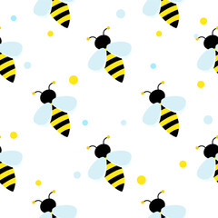 Bright striped bee on white background. Children repeating pattern
