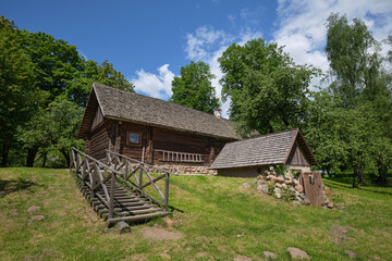 Wooden house - place of birthplace of belarussian poet Yanka Kupala  in Vyazynka village, Minsk...