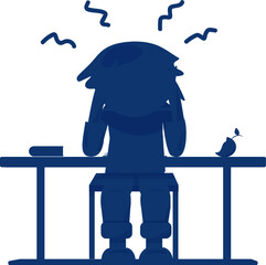 shadow silhouette of a boy who has a hard time doing homework