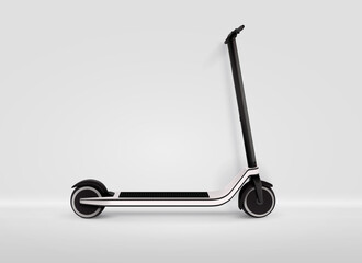 Electric Scooter Realistic Monochrome Illustration