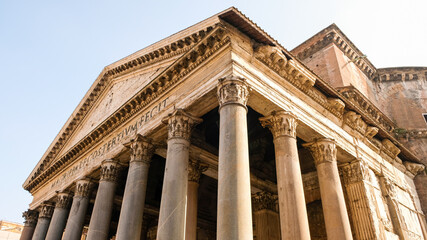 Rome, Piazza della Rotonda. The Pantheon, an architectural marbel built by Agrippa., with one of...