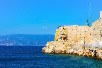 Hydra island of Greece in saronikos gulf main port entrance - 439311477