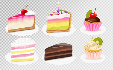 Cake Pieces Set Transparent