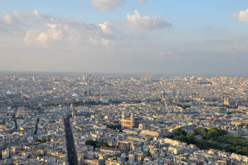 Fototapeta na wymiar Paris from above in the fog cityscape