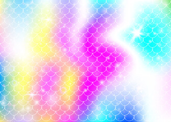 Kawaii mermaid background with princess rainbow scales pattern.