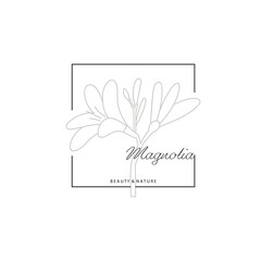 Vector logotype element. Flowering plant drawn in lines