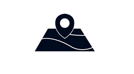 Location Icon. Vector isolated black and white illustration of a map and a location pin